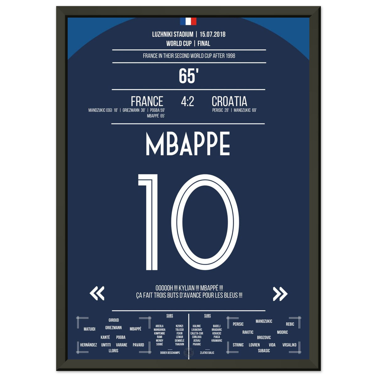Superstar Mbappé mit dem vorentscheidenden Tor im WM Finale 2018 gegen Kroatien
