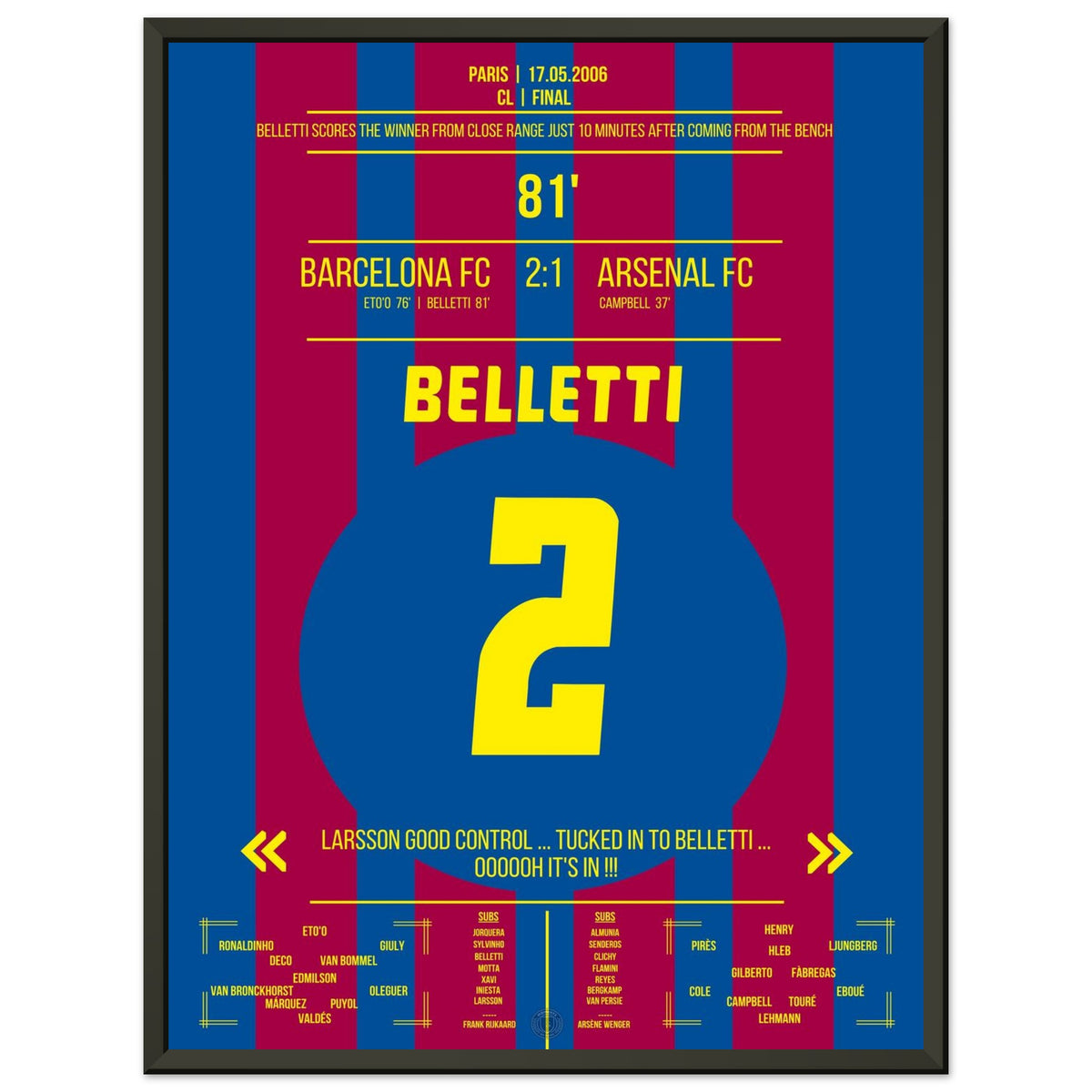 Belletti segna il gol vittoria nella finale 2006 Barcellona - Arsenal