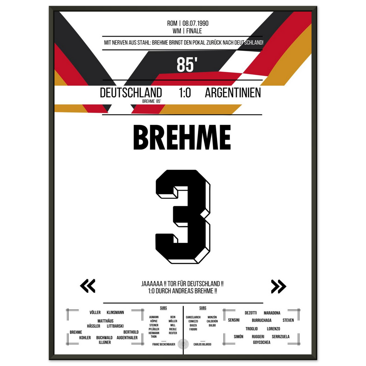 Brehme's Elfmeter gegen Argentinien im WM-Finale 1990