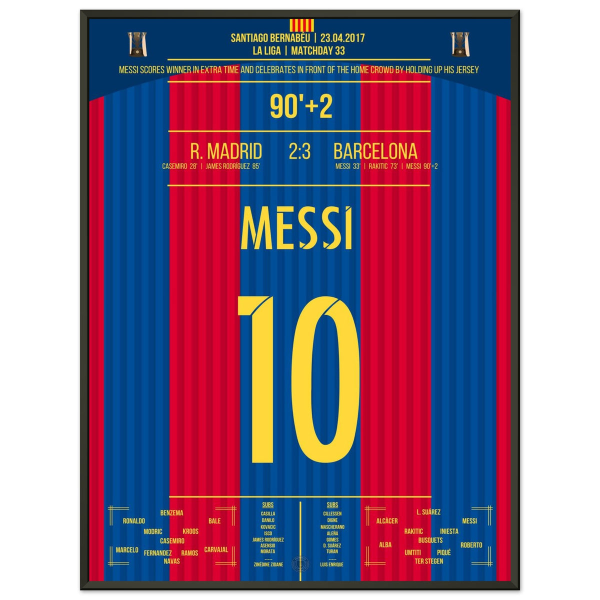 Messi with legendary jersey celebration in front of Real fans
