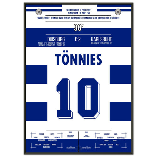 Tönnies' record hat-trick in a 5-goal spectacular performance against KSC in 1991
