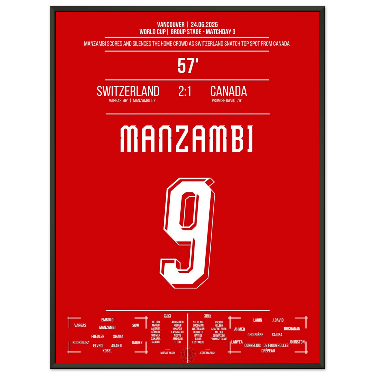 Manzambi trifft erneut und führ die Nati in die K.o. Runde der WM