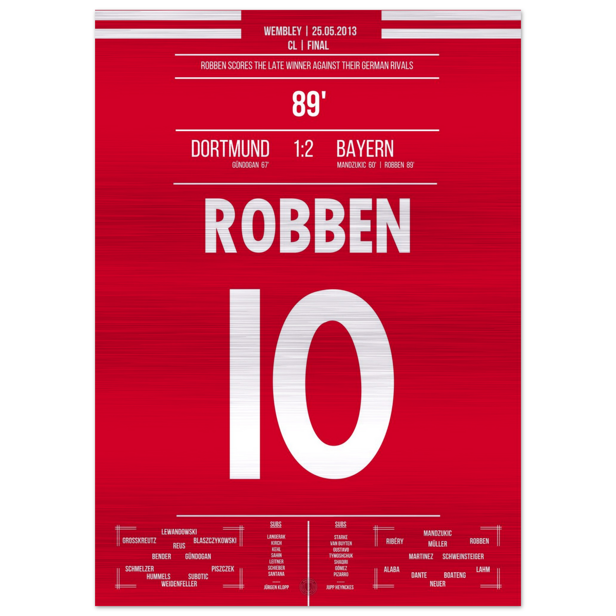 (Metal Print) Robben's Goal for the 2013 Champions League Title
