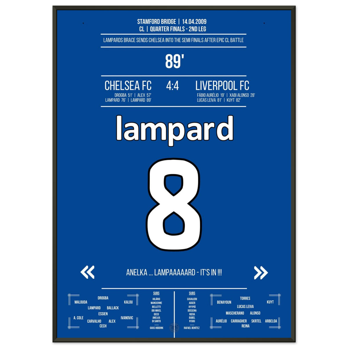 Lampard avec 2 buts pour Chelsea en C1 2009 contre Liverpool