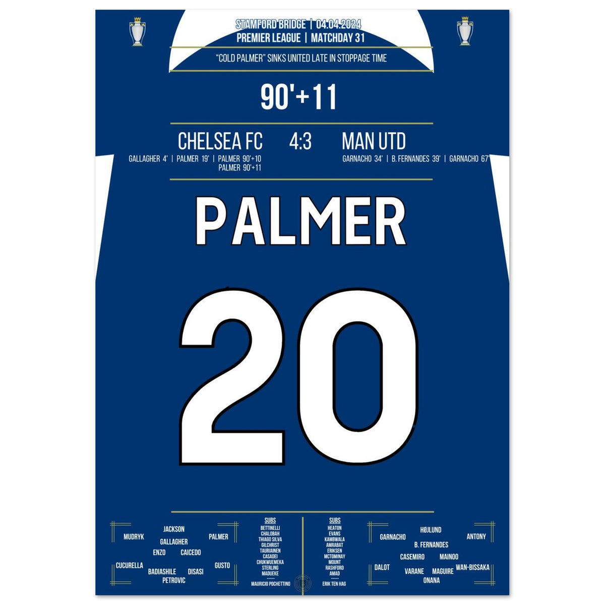 Palmer elimina l'United nel recupero da solo.