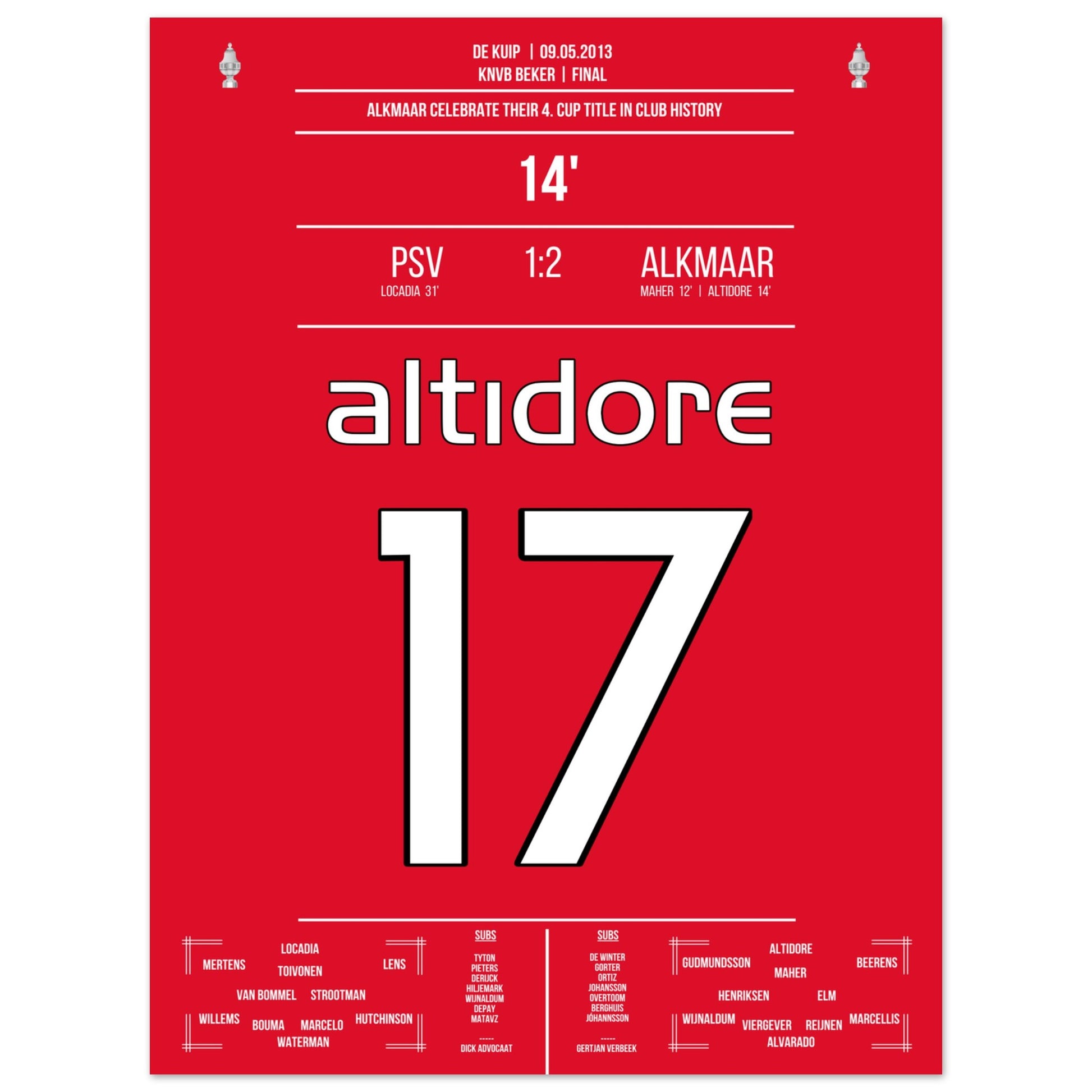 Alkmaar gewinnt zum vierten mal in der Vereinsgeschichte den Pokal 30x40-cm-12x16-Ohne-Rahmen