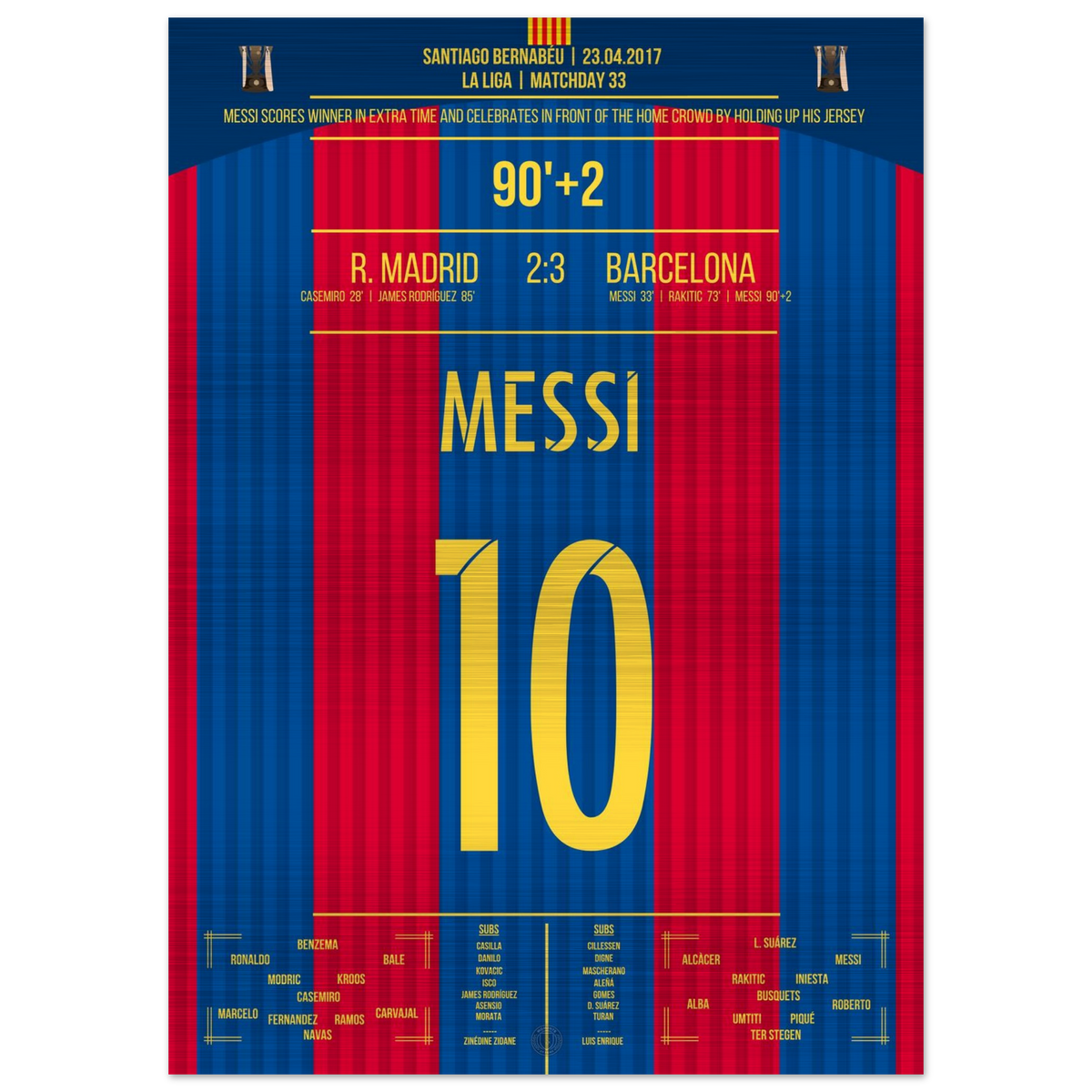 (Metal Print) Le but légendaire de Messi avec la célébration du maillot lors du Clasico