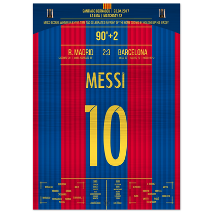 (Metal Print) Le but légendaire de Messi avec la célébration du maillot lors du Clasico