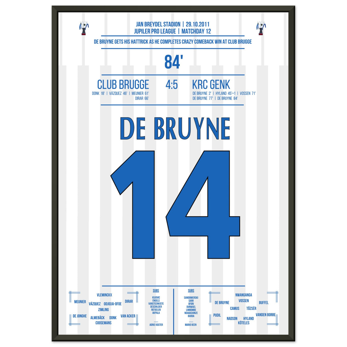 Triplé de De Bruyne pour Genk lors d'une victoire légendaire à Bruges en 2011