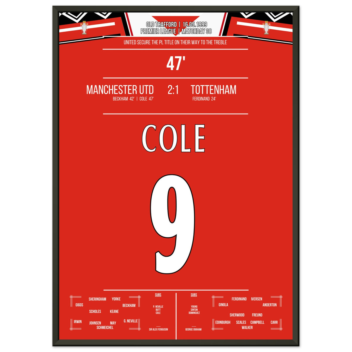 Le but d'Andy Cole en remportant le championnat 1999
