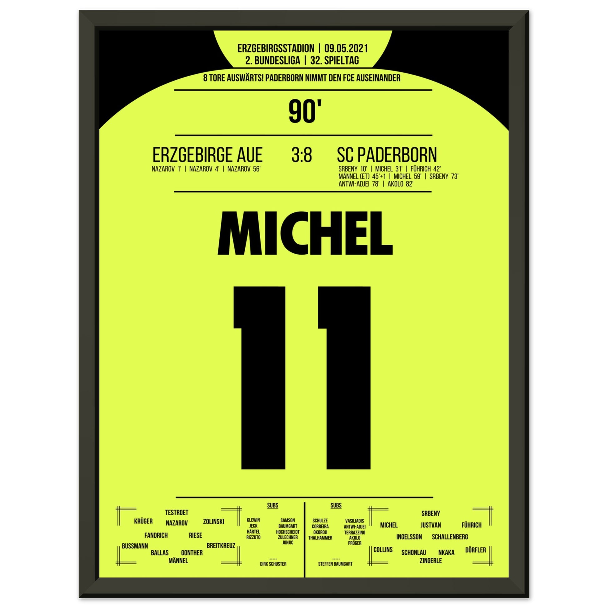 Paderborn's 8-Tore-Gala beim FCE in 2021 30x40-cm-12x16-Schwarzer-Aluminiumrahmen
