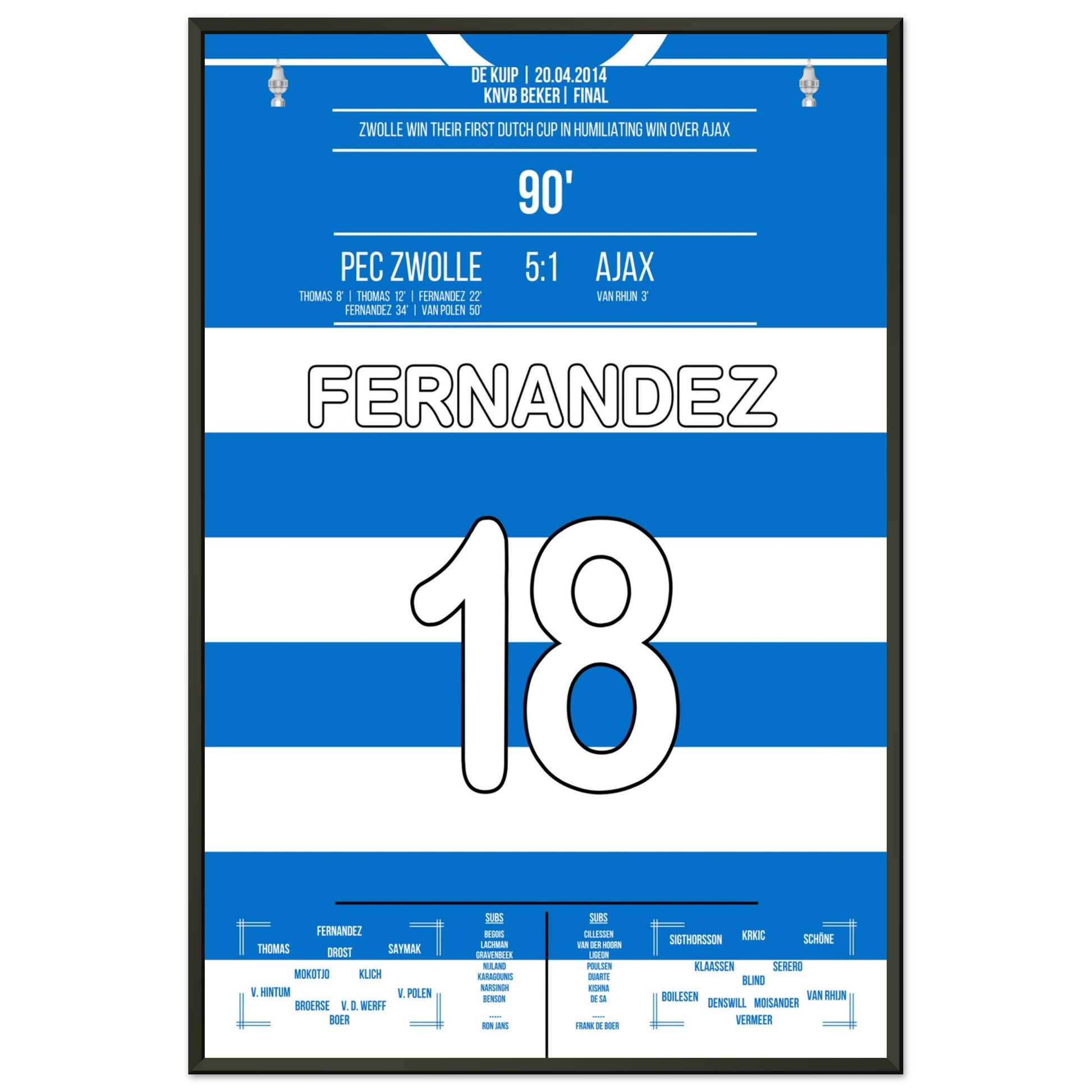 Zwolle's erster Pokalgewinn in 2014 60x90-cm-24x36-Schwarzer-Aluminiumrahmen