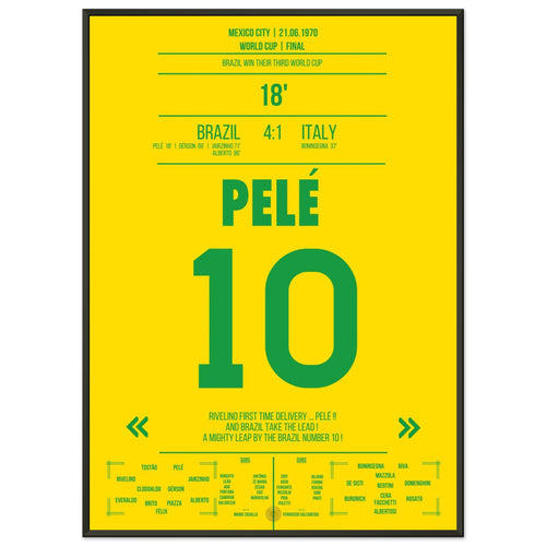 Pelé vince il suo terzo titolo mondiale nel 1970 contro l'Italia.