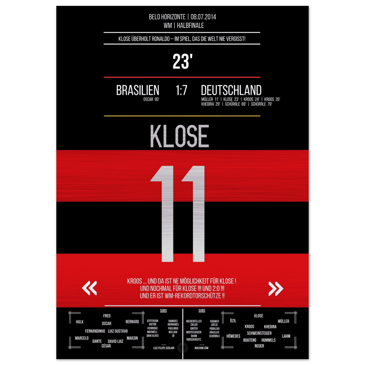 (Metal Print) But record de Klose en Coupe du Monde lors de la victoire 7-1 Allemagne - Brésil 2014