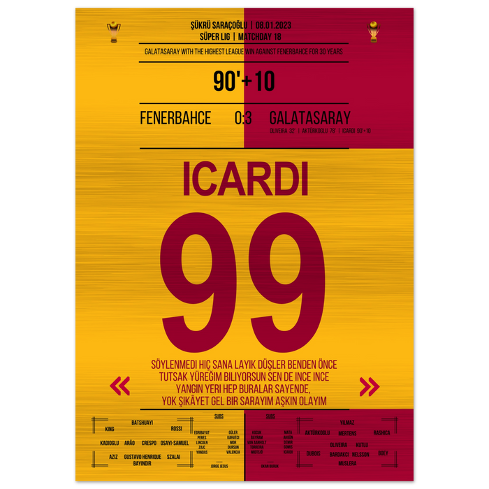 (Metal Print) Galatasaray démonte Fenerbahce dans son propre stade