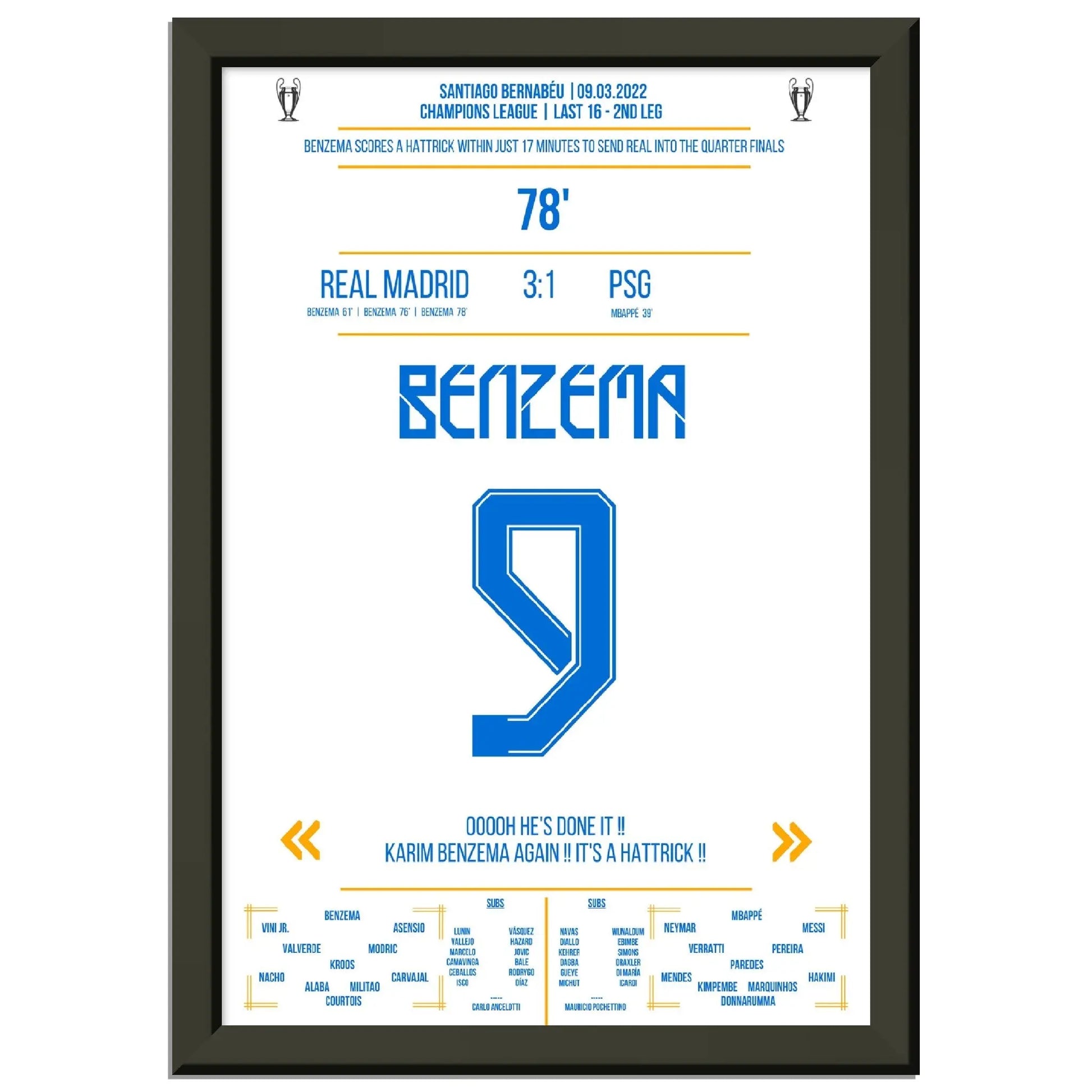 Benzema's 17-Minuten-Hattrick gegen Paris führt Real ins Viertelfinale der Champions League 