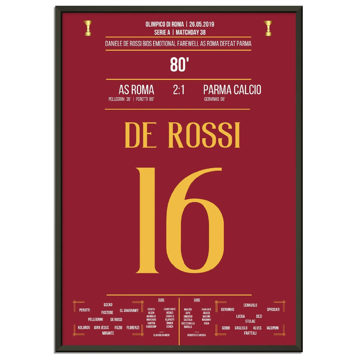 The emotional farewell of Roma legend Daniele De Rossi in 2019