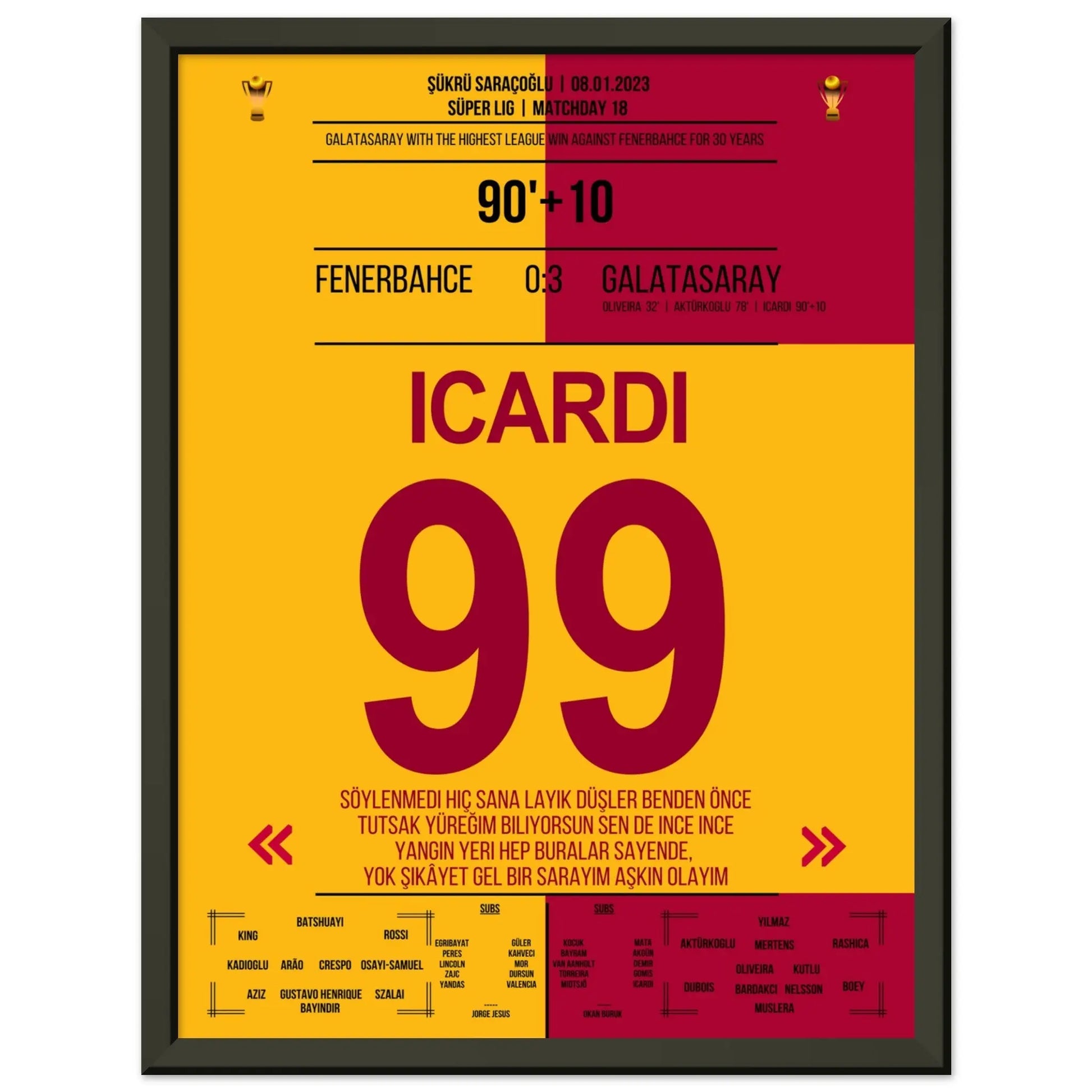 Galatasaray demontiert Fenerbahce im eigenen Stadion 30x40-cm-12x16-Schwarzer-Aluminiumrahmen