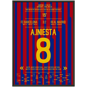 Iniesta's Tor bei Supercopa-Sieg in 2011 50x70-cm-20x28-Schwarzer-Aluminiumrahmen