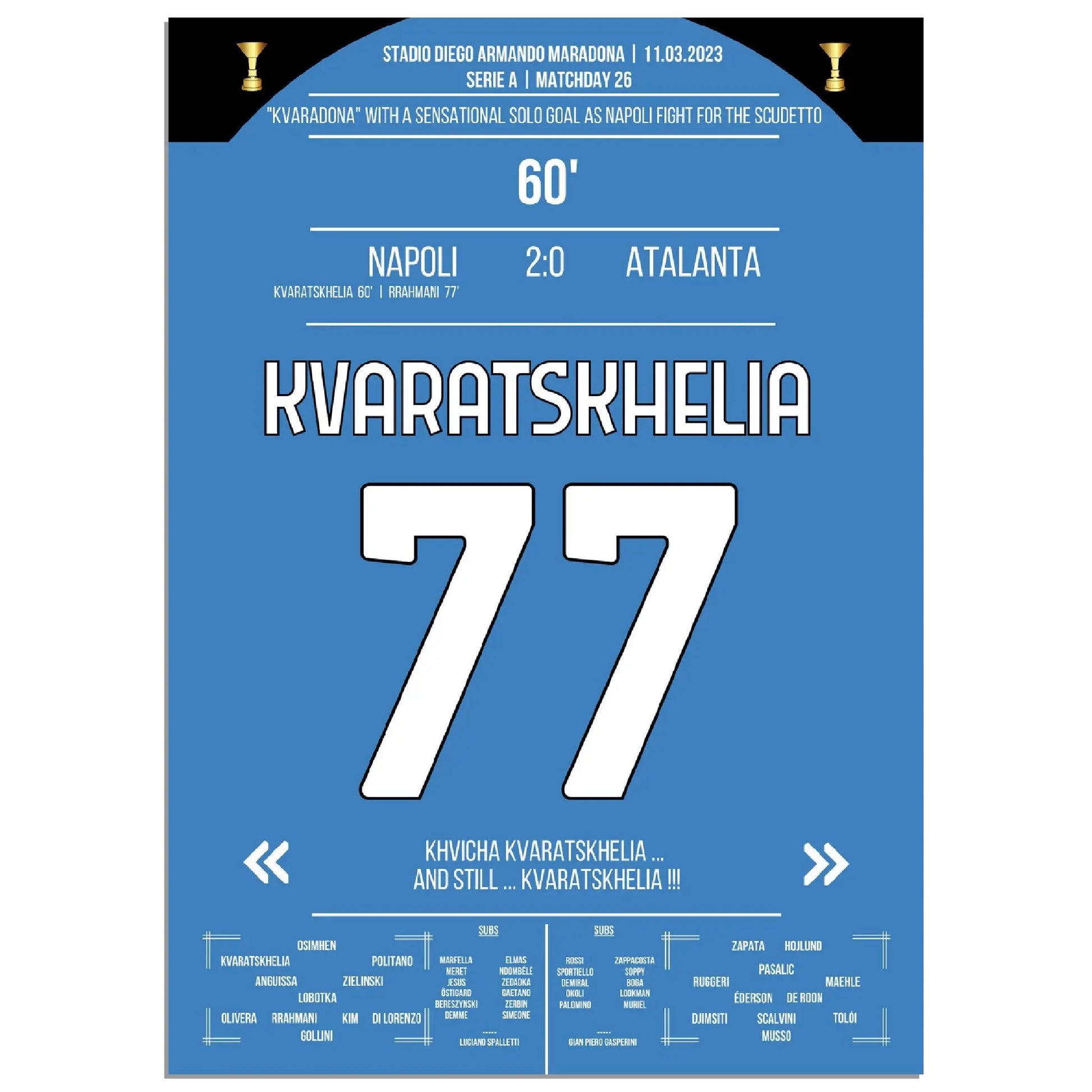 Kvaratskhelia mit phänomenalen Solo-Tor gegen Atalanta im Rennen um den Scudetto 2023 