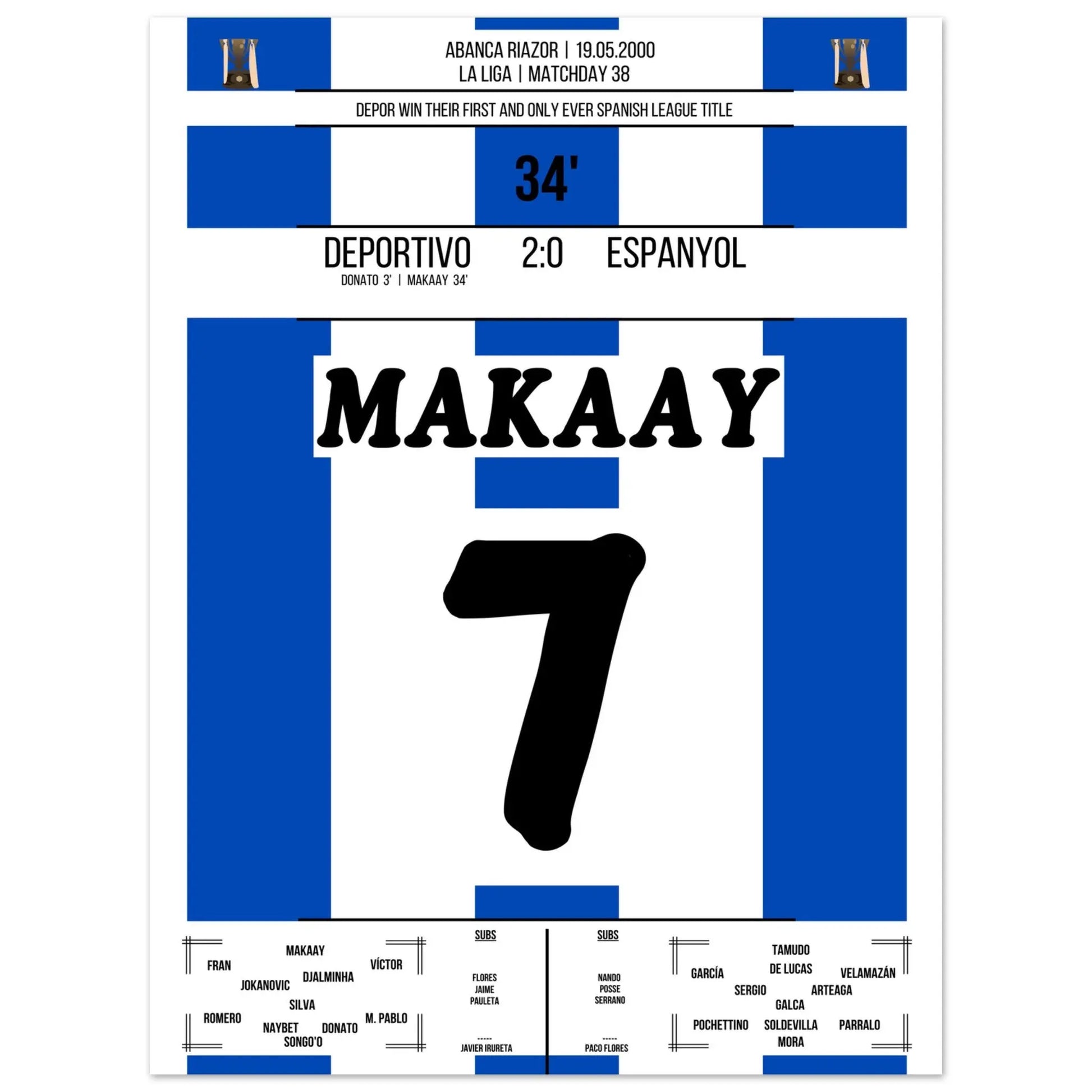 La Coruna's erster Meistertitel in 2000 30x40-cm-12x16-Ohne-Rahmen