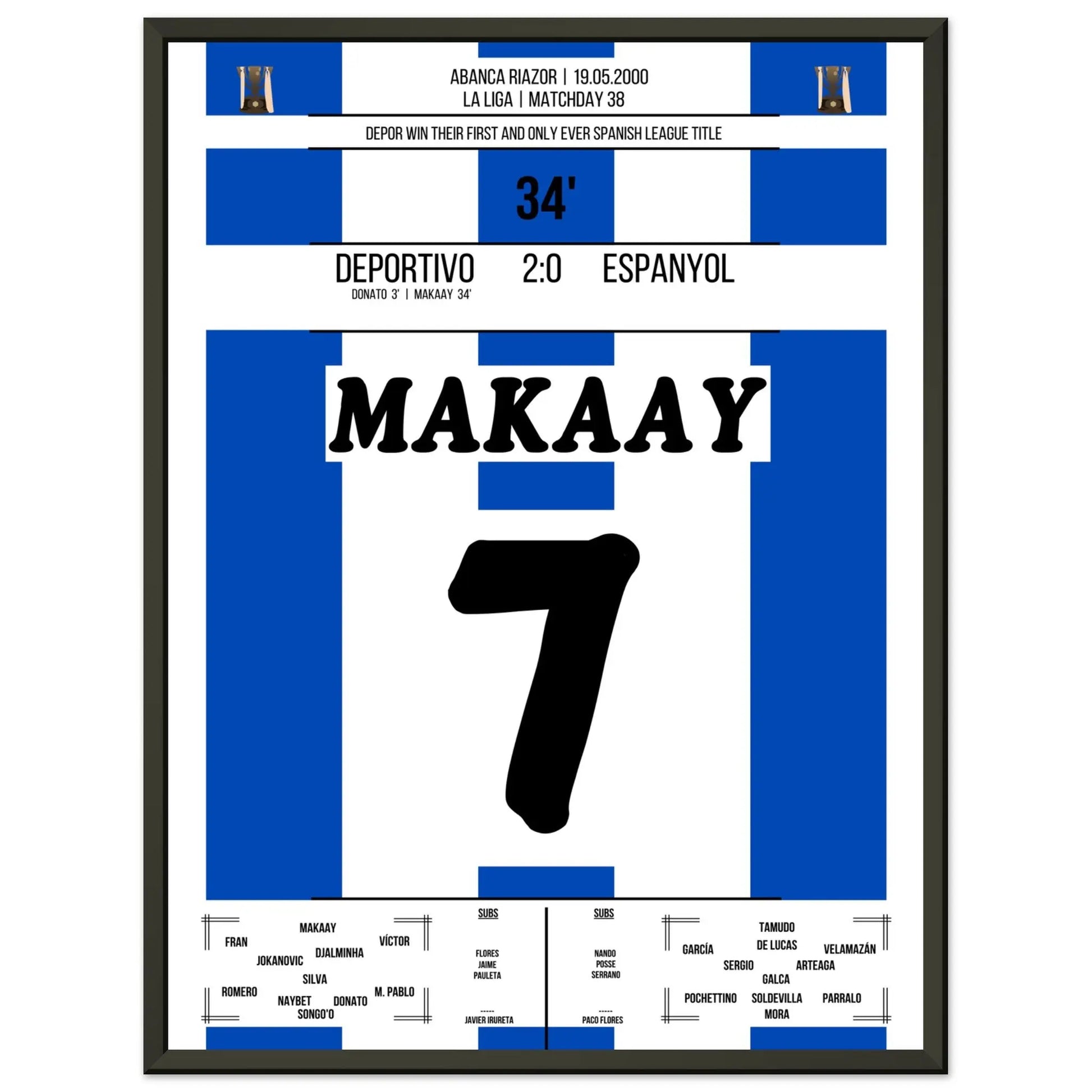 La Coruna's erster Meistertitel in 2000 45x60-cm-18x24-Schwarzer-Aluminiumrahmen