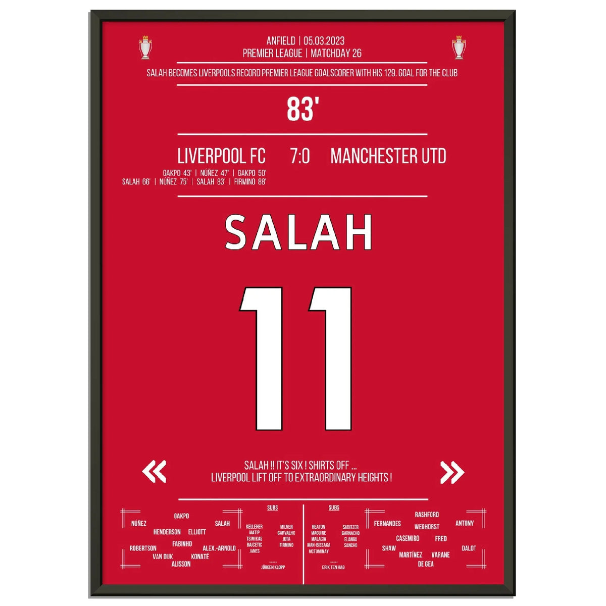 Liverpool zerlegt ManU - Salah mit Rekord-Tor