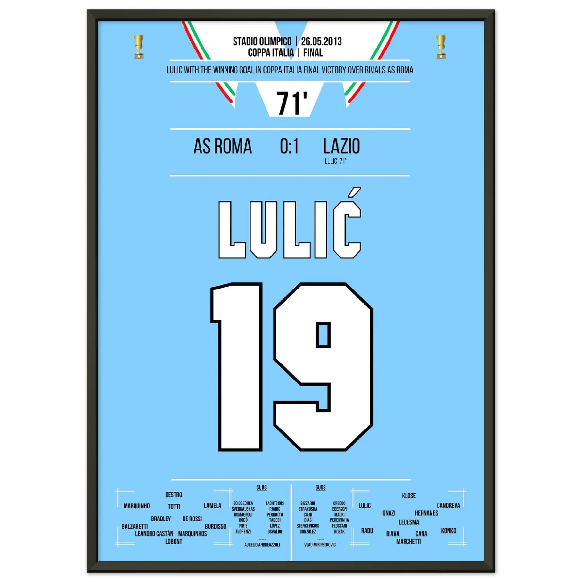 Lulic mit Siegtreffer im Coppa Italia Finale 2013 50x70-cm-20x28-Schwarzer-Aluminiumrahmen