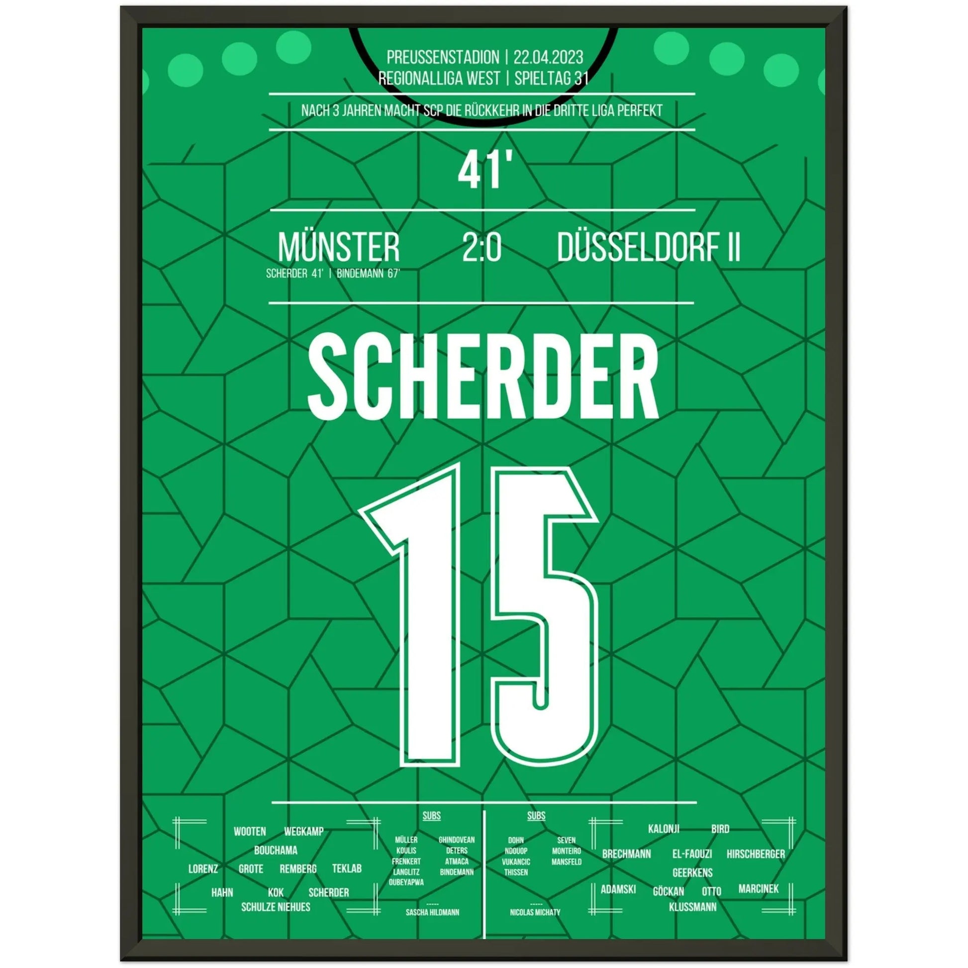 Münster's Rückkehr in die dritte Liga in 2023 45x60-cm-18x24-Schwarzer-Aluminiumrahmen
