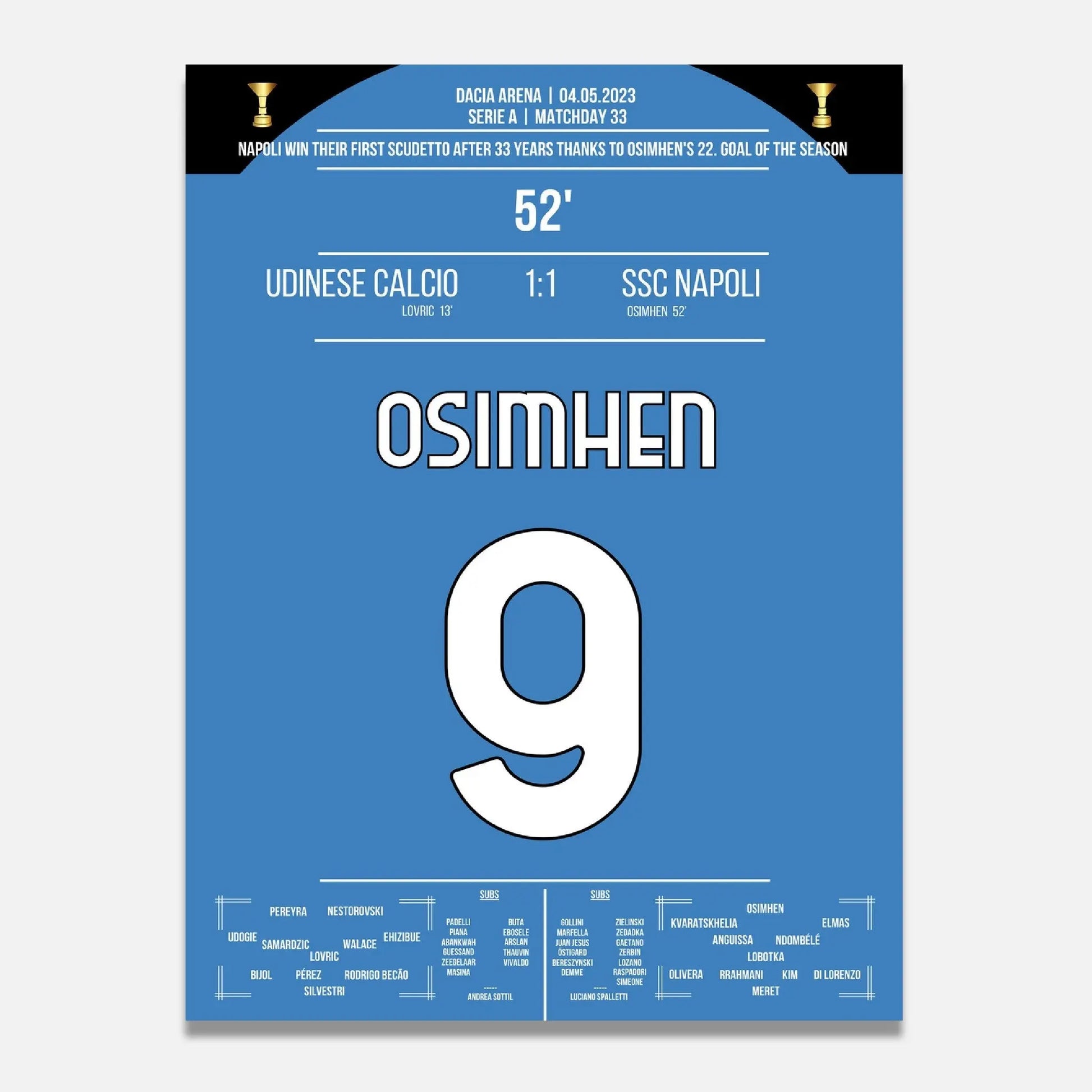 Neapel's 3. Scudetto nach 33 Jahren gegen Udinese 