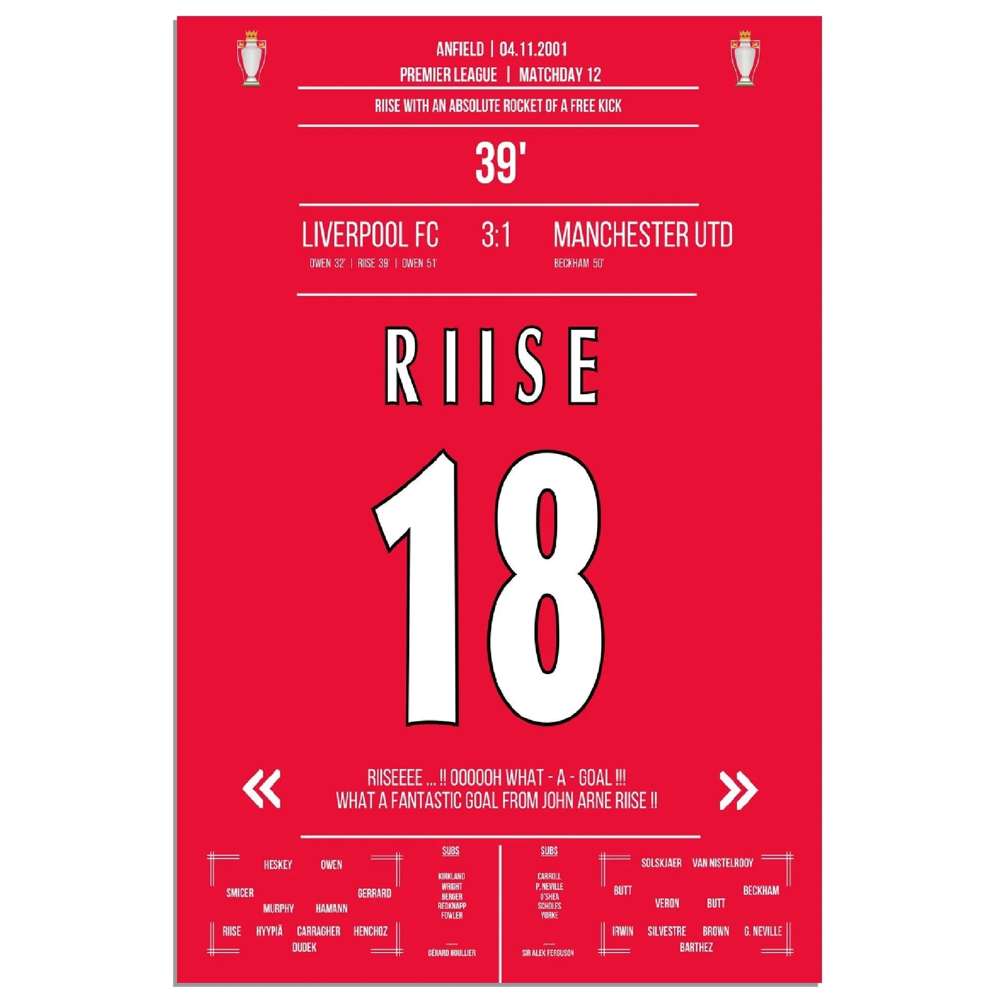 Riise packt den Hammer aus bei Liverpools Heimsieg gegen ManU in 2001 
