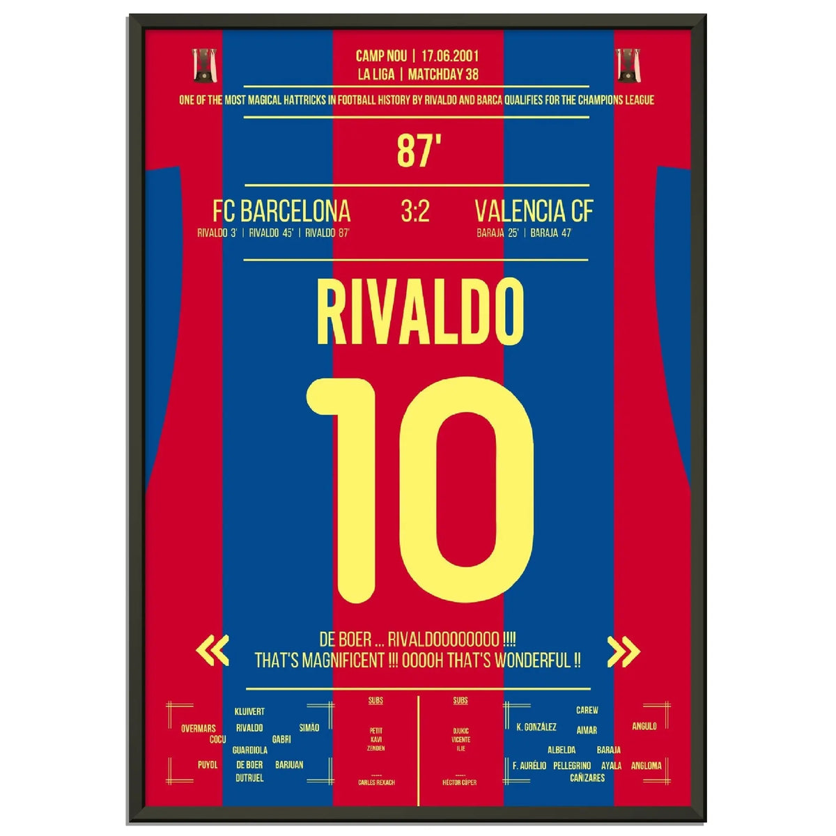 Le triplé magique de Rivaldo propulse le Barça en Ligue des champions.