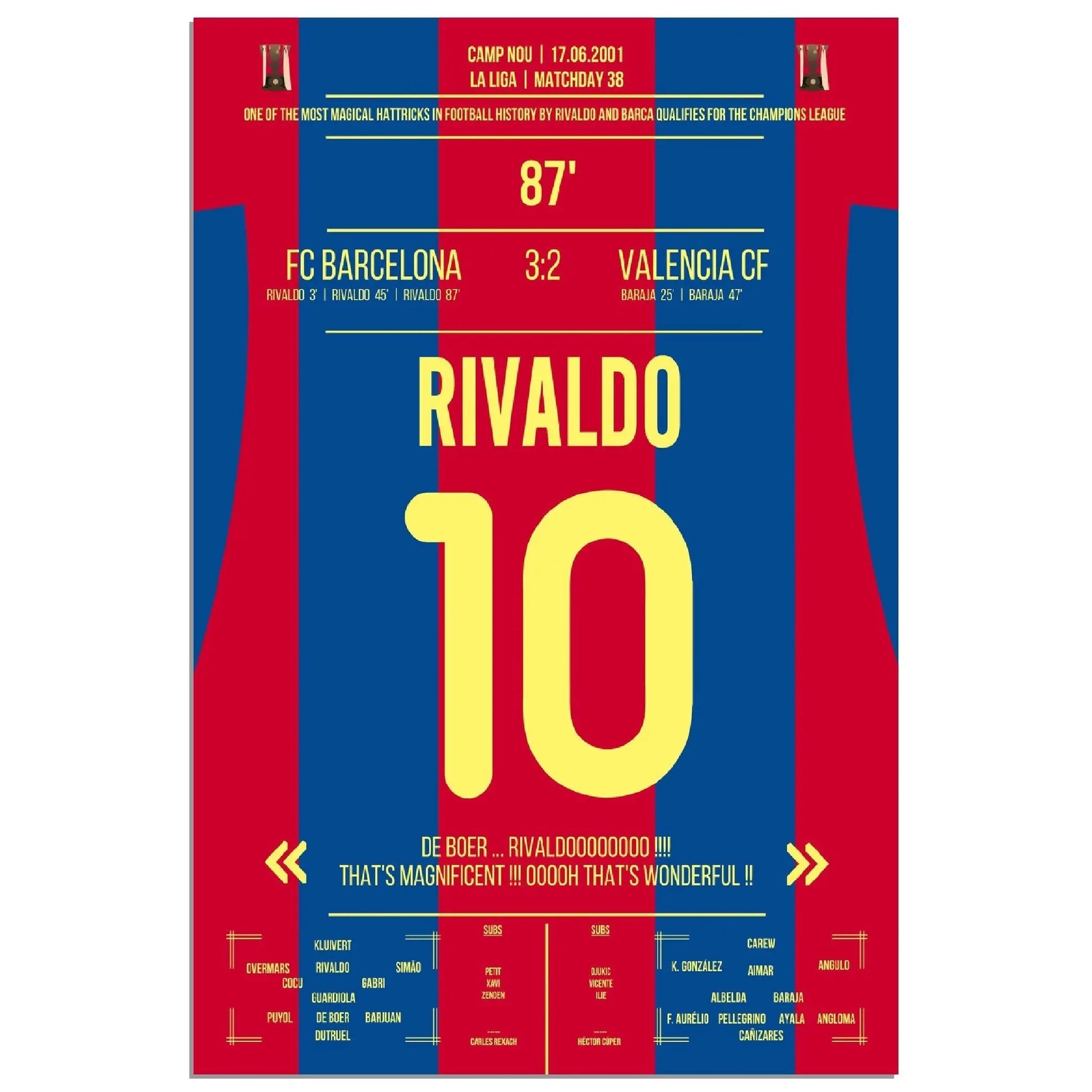 Rivaldo's magischer hattrick führt Barcelona in die Champions League 