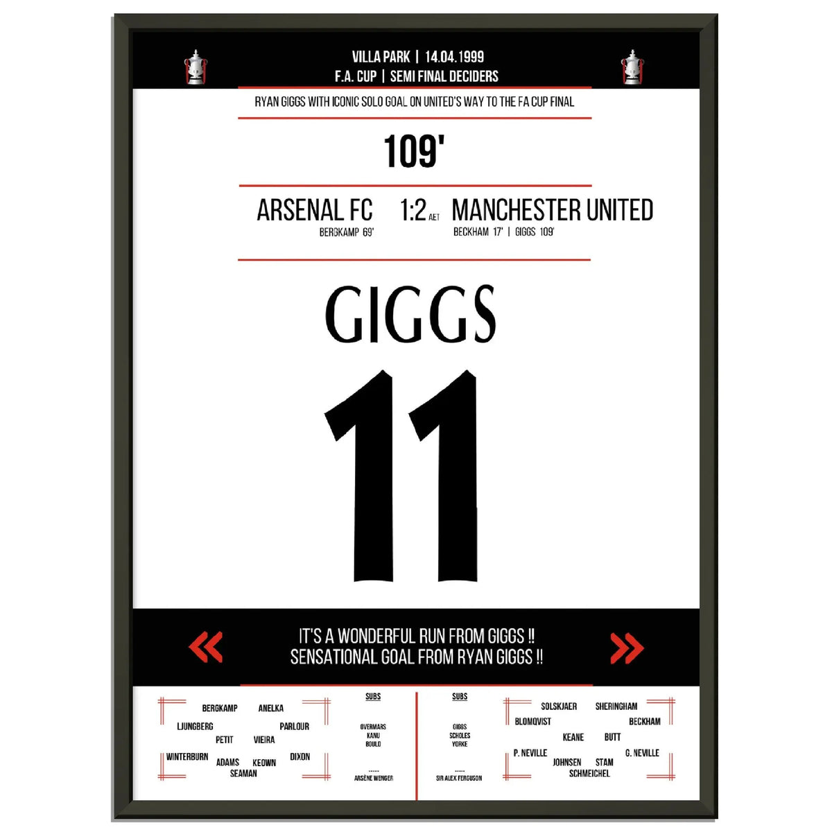 Ryan Giggs legendäres Tor im FA Cup Halbfinal-Triumph gegen Arsenal in 1999
