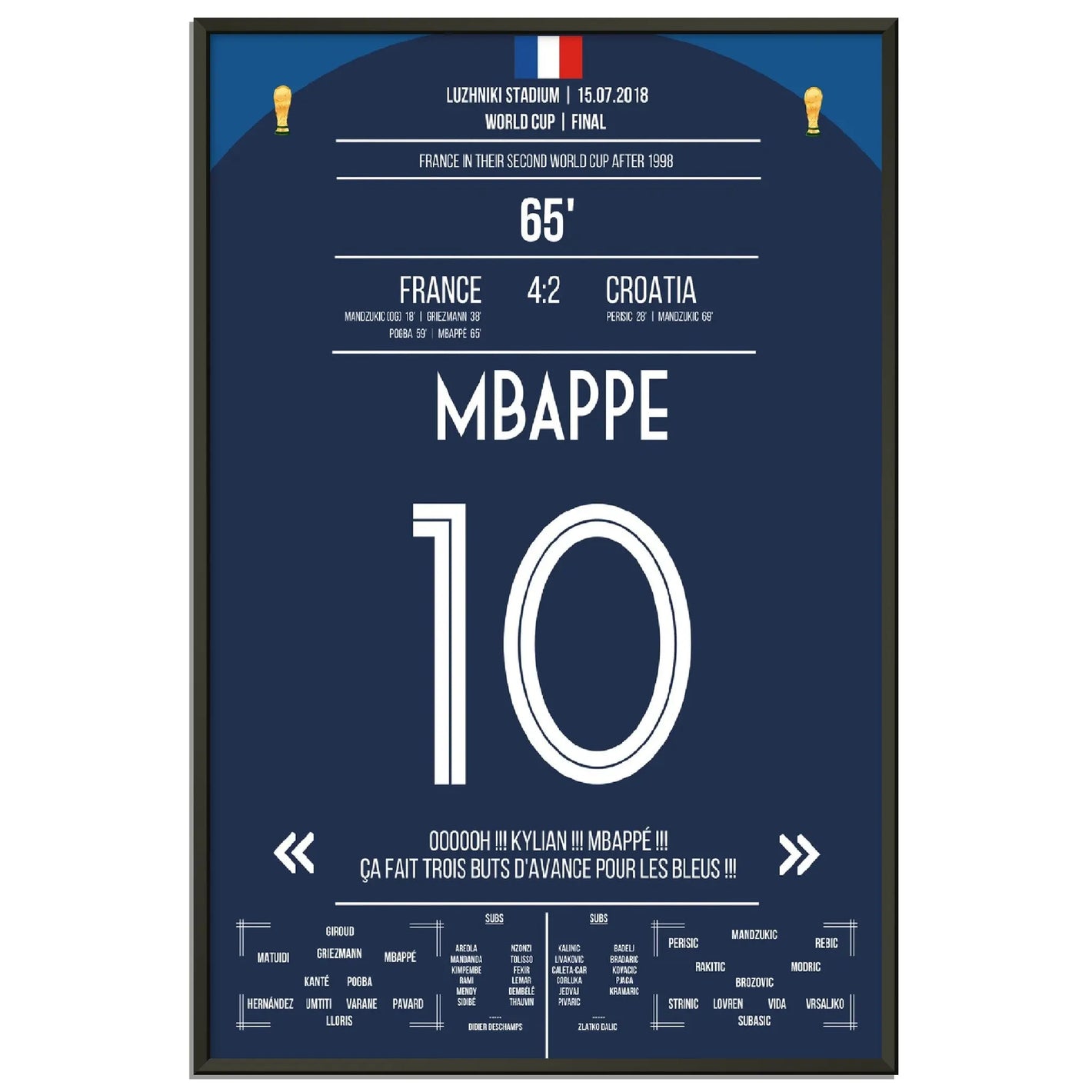 Superstar Mbappé mit dem vorentscheidenden Tor im WM Finale 2018 gegen Kroatien 