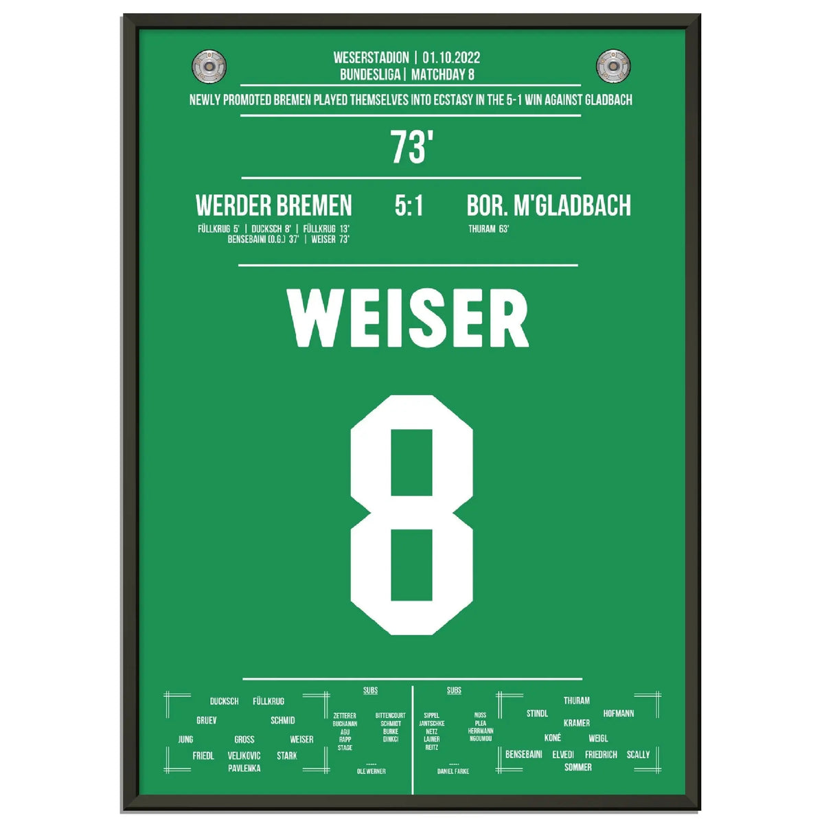 Weiser couronne la victoire de gala de Brême contre Gladbach en 2022