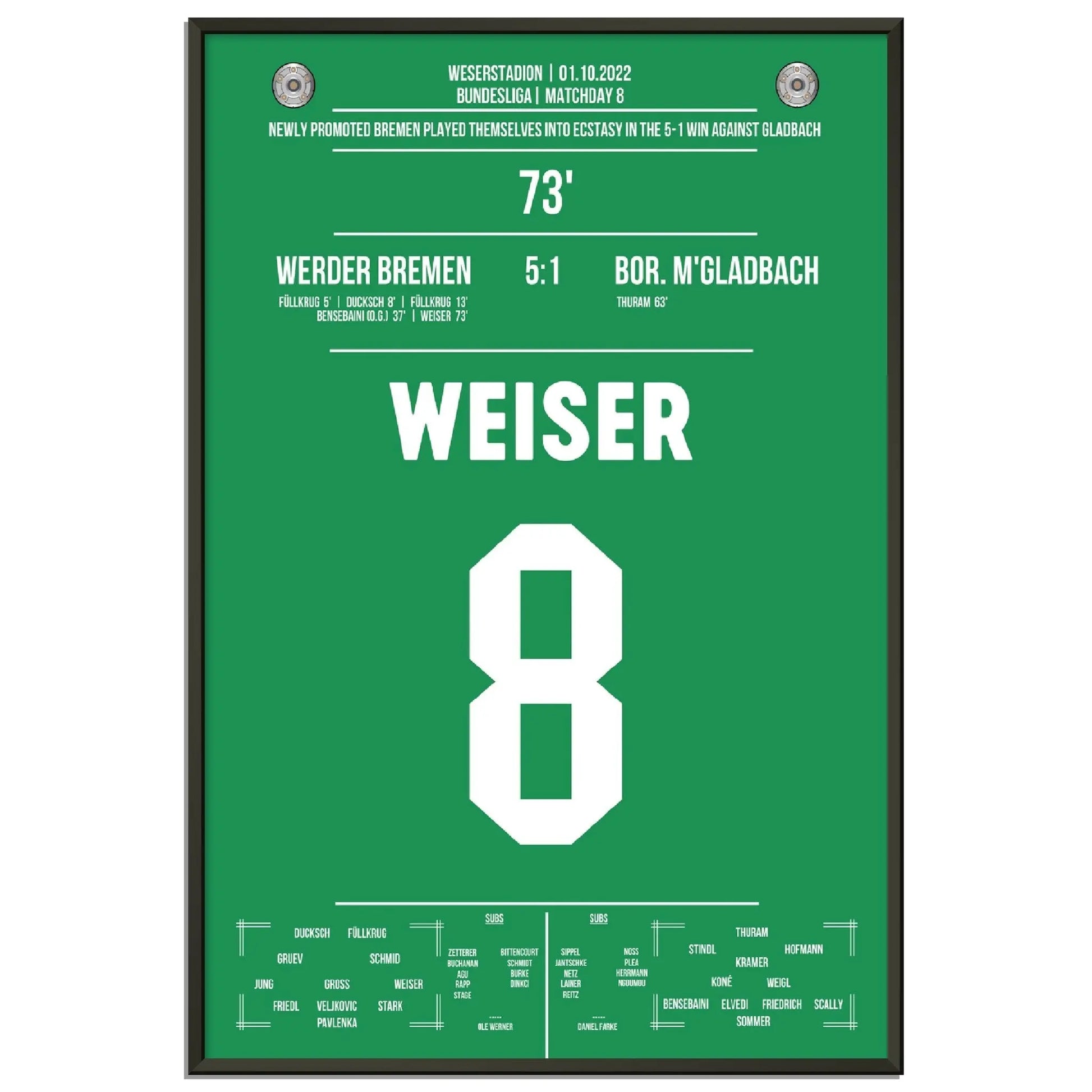 Weiser krönt Bremen's Gala-Sieg gegen Gladbach 2022 