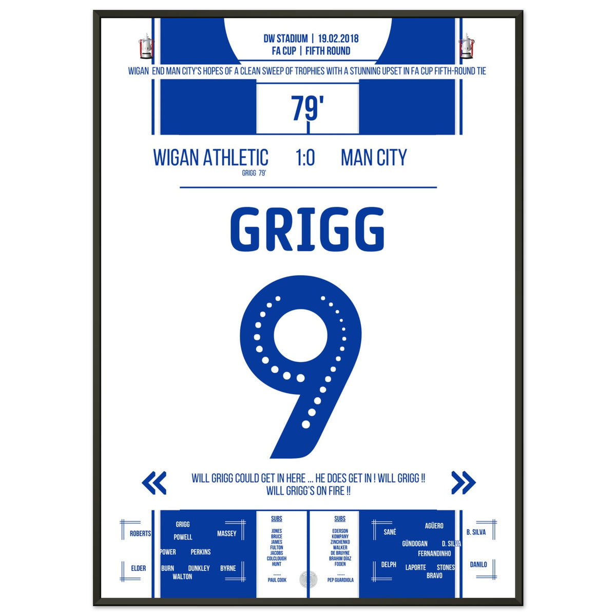 Will Grigg è in forma! Il Wigan diventa nuovamente l'incubo di coppa per il Man City.