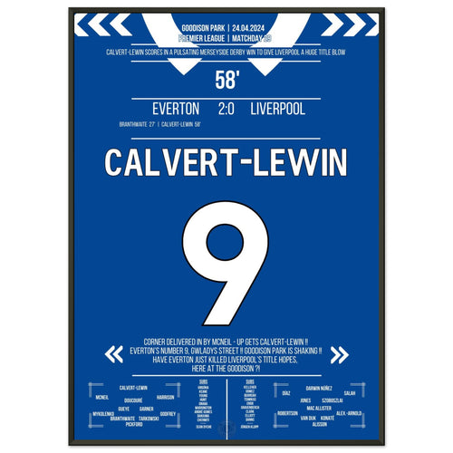 Calvert-Lewin scores the winning goal in the Merseyside Derby.