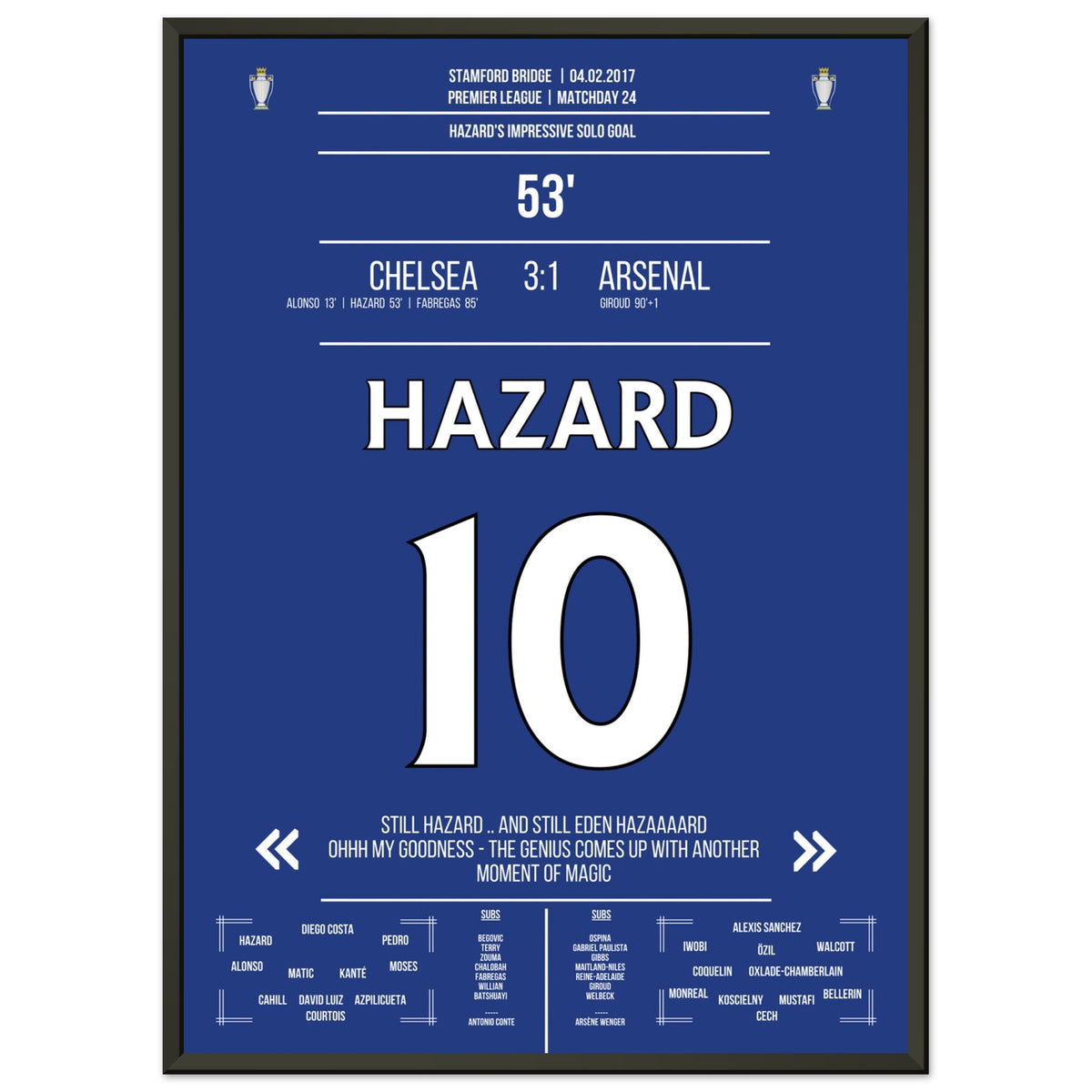 Le solo de classe mondiale de Hazard contre Arsenal en 2017