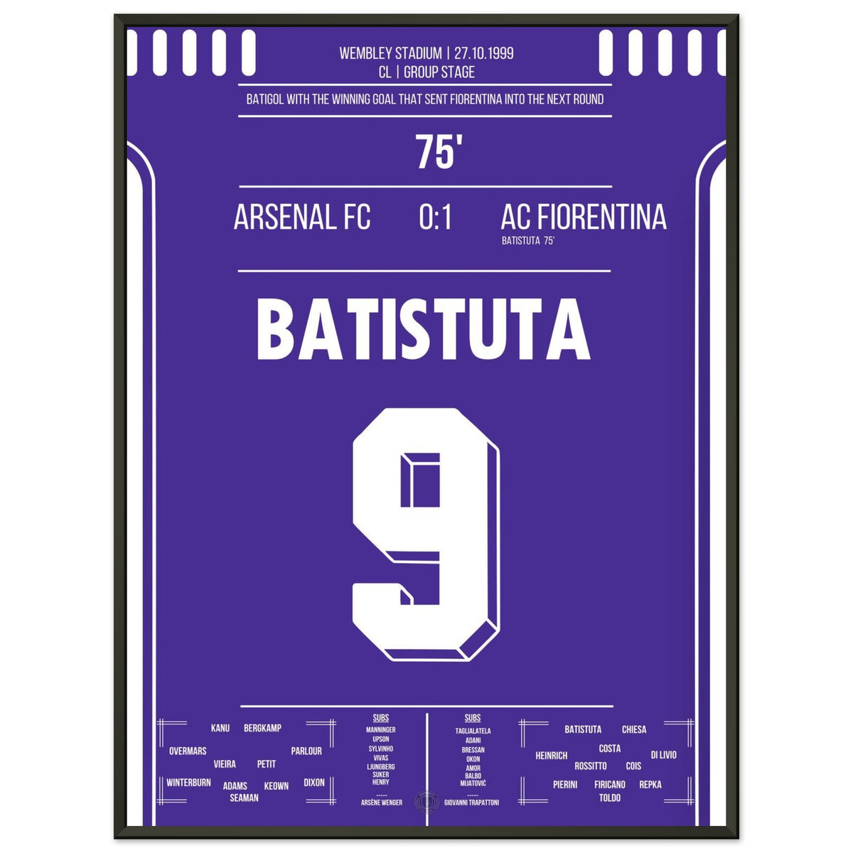 Batistuta tire la Fiorentina vers le tour suivant 1999/00