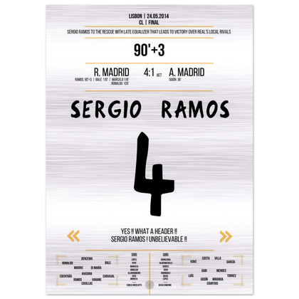(Metal Print) Sergio Ramos sauve le Real dans le temps additionnel de la finale 2014 contre l'Atletico
