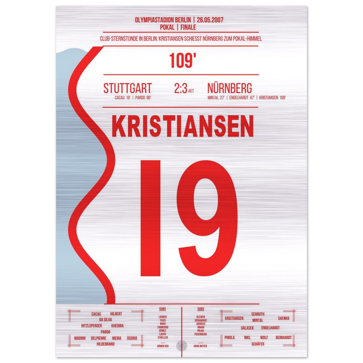 (Metal Print) Kristiansen scores the cup-winning goal for Nuremberg in the 2007 Cup Final