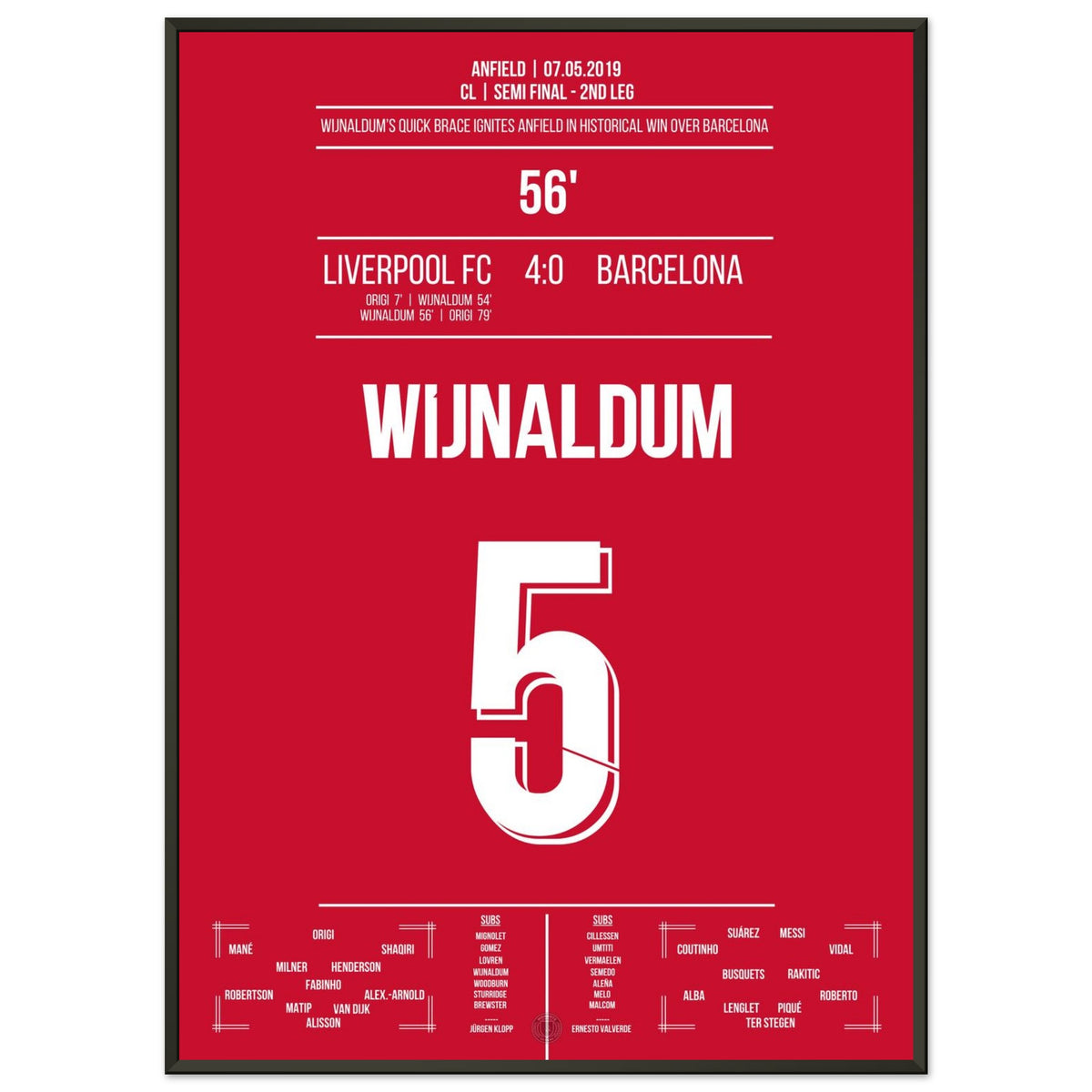 Il doppio di Wijnaldum nella leggendaria vittoria del Liverpool contro il Barcellona