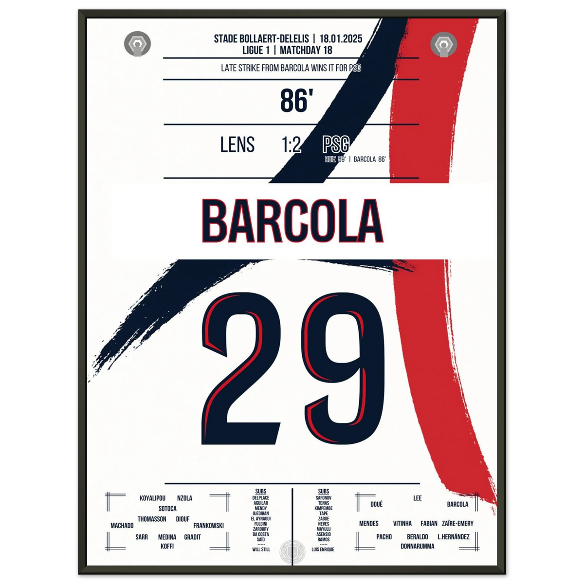 Barcola trifft zum späten Sieg in Lens