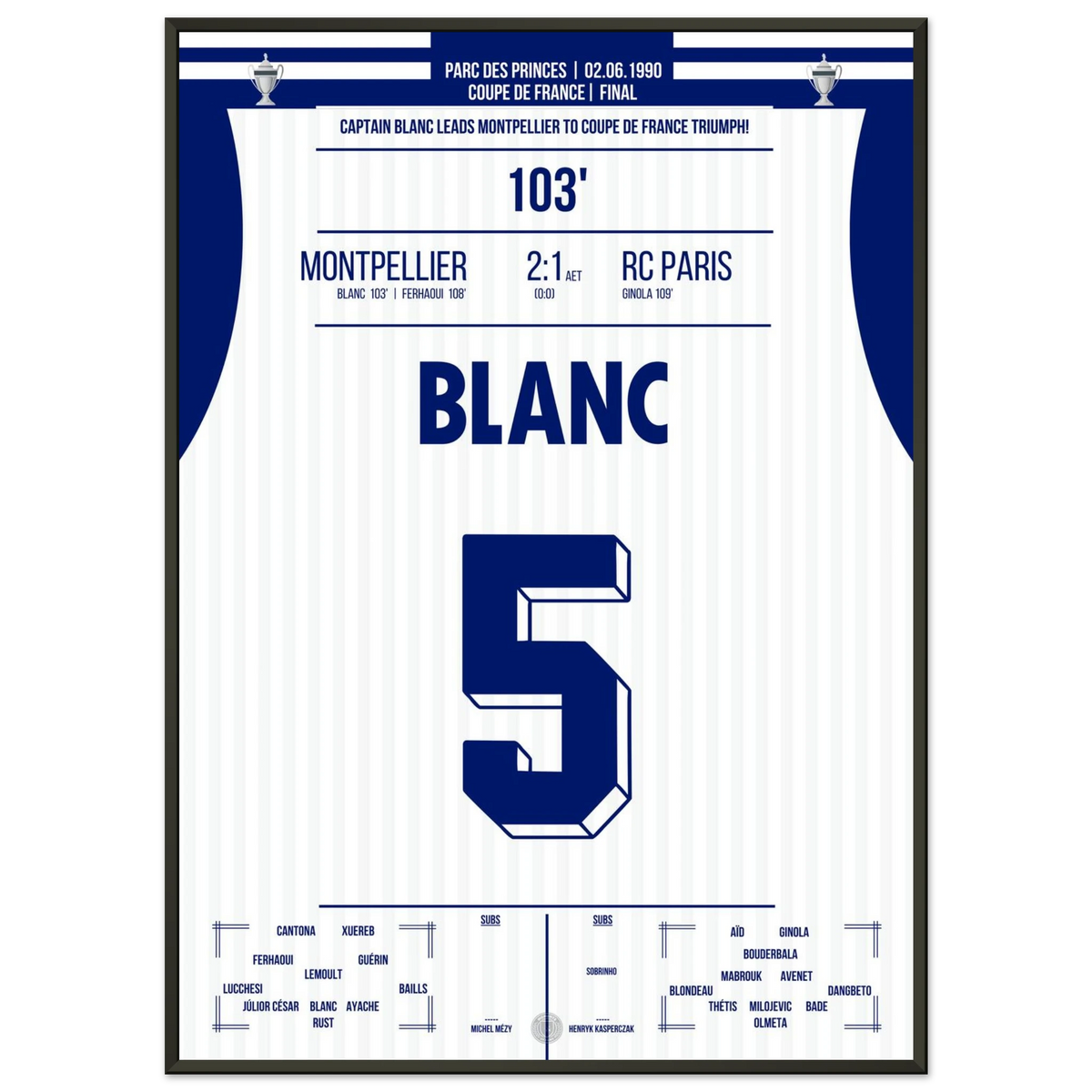 Blanc fires Montpellier to cup victory in 1990