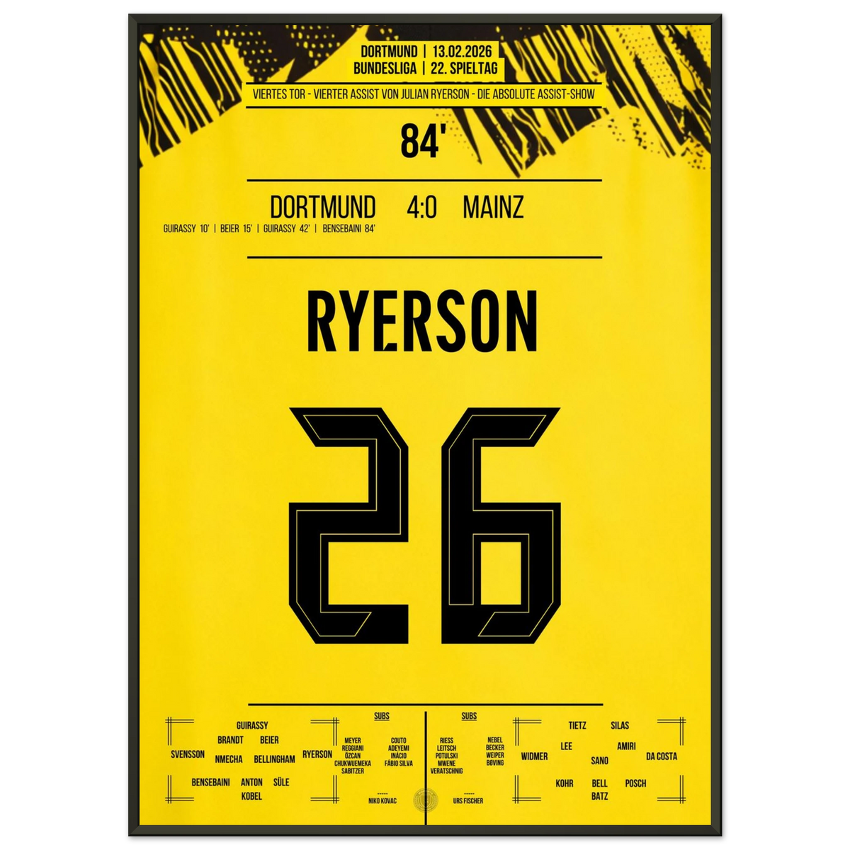 Ryerson's assist show in the 4-0 home victory