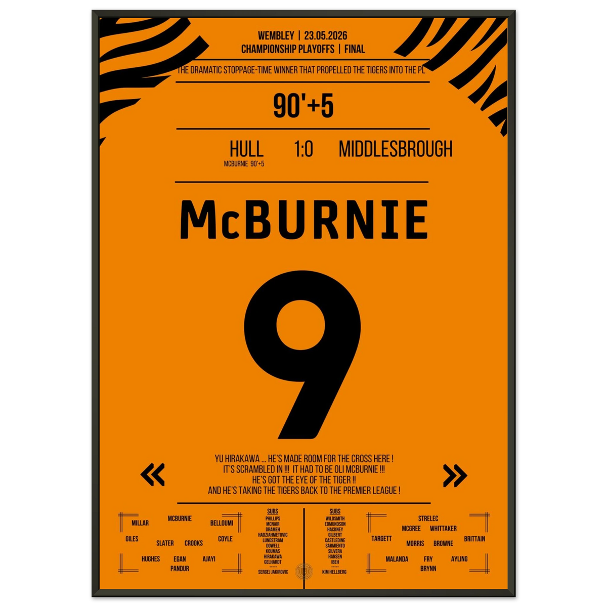 McBurnie's Last Minute Treffer führt die Tigers zurück in die Premier League