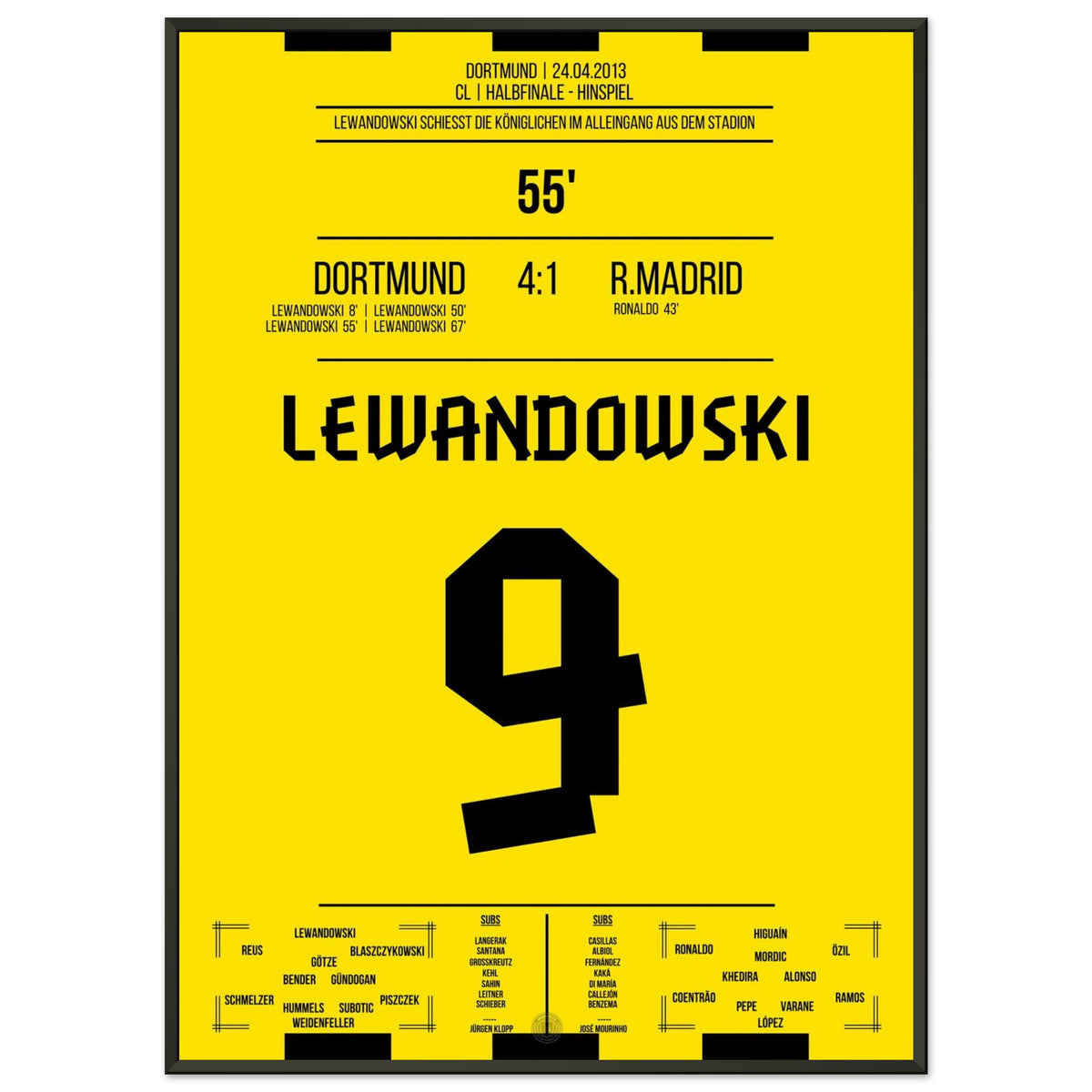 4 pièces Lewandowski en demi-finale 2013 contre le Real