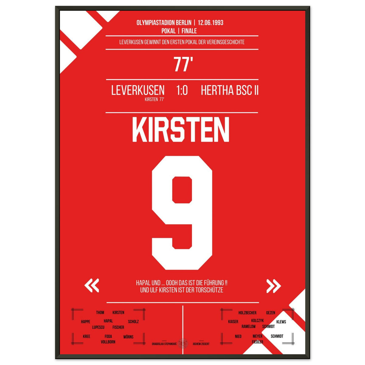 Ulf Kirsten con il gol liberatorio nella finale di coppa del 1993